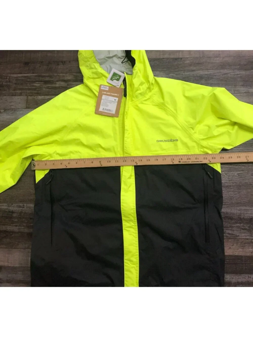 Gruden's Trident Mens Medium Neon Yellow Hooded Rain Fishing Jacket New w Tags